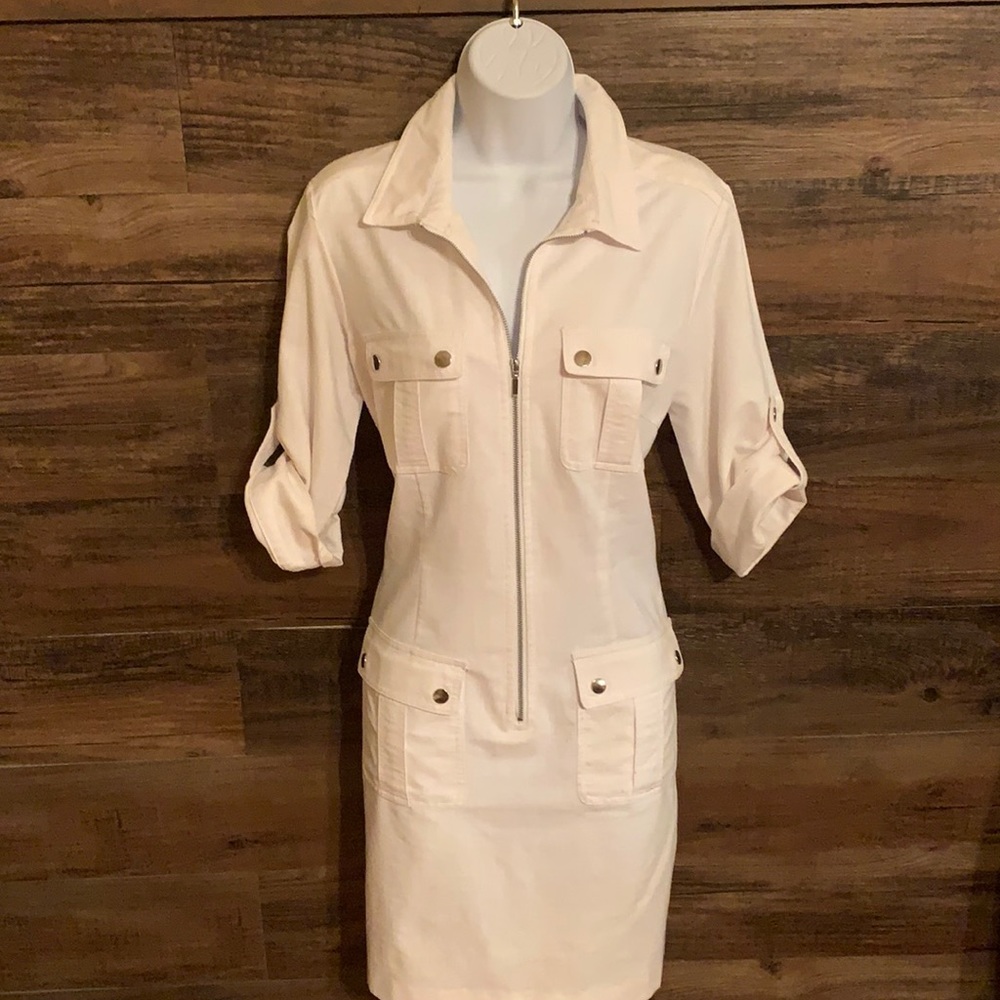 Sharagano white dress above knee